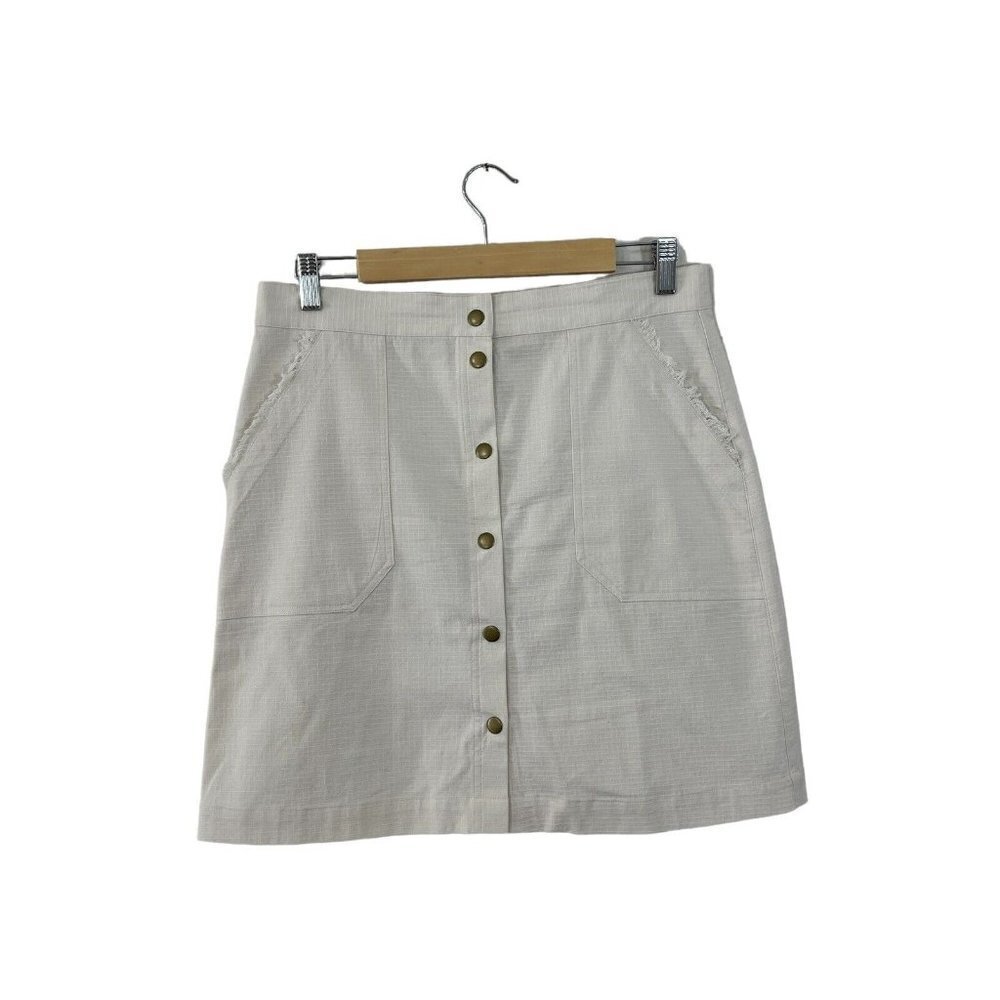 Lilla P Skirt 6 A-Line Snap Front Cotton Stretch Knee Length EUC Womens